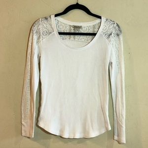 Lucky Brand Womens Cotton Lace-Up Thermal Blouse